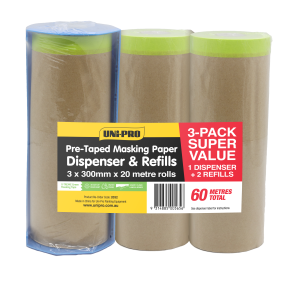 Uni-Pro 300mm x 20mt Paper Dispenser/Refill 3 Pack 2032