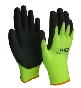 Yellow Fluorescent Nitrile Glove W Shiny Palm